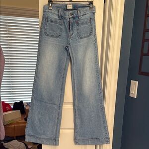 Alice + Olivia Blue Flare Wide Leg Jeans